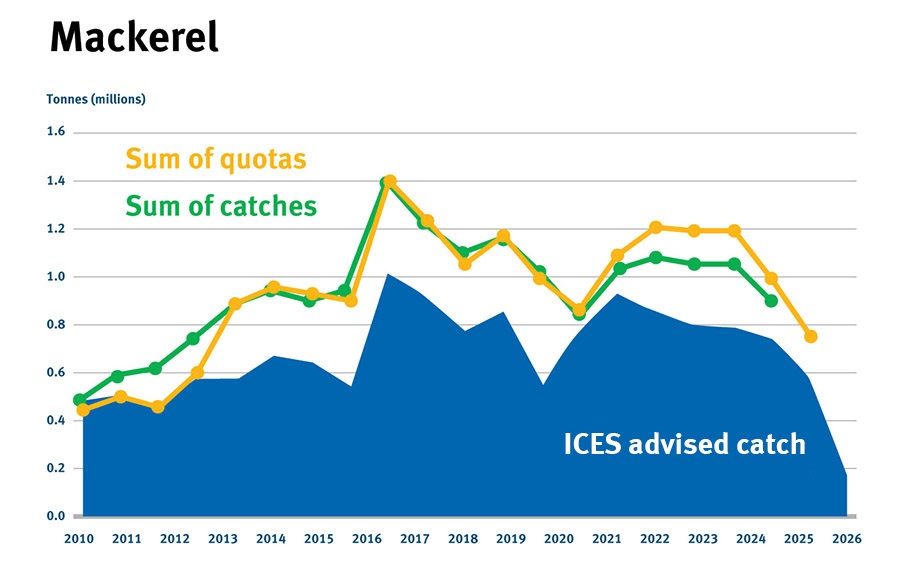 North East Atlantic mackerel catch vs advice graph