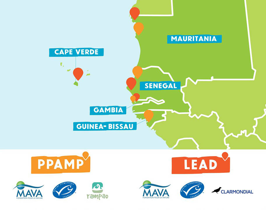 Illustration: Map of West African coast highlighting Cape Verde, Mauritania, Senegal, Gambia, Guinea-Bissau