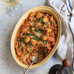 Gnocchi and hake bake